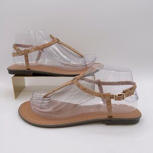 J. CREW Tan Cork Thong T-Strap Summer Sandals NWOT | Size 7.5